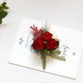 Wedding New Bridesmaid Wrist Flower Simulation Flower Groom Best Man Corsage (Option: Red corsage)