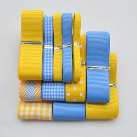 Ribbon Combination Set Ribbon Material Package Handmade Hair Accessories Headdress Accessories (Option: Yellow And Blue Ribbon-12M)