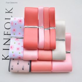 Ribbon Combination Set Ribbon Material Package Handmade Hair Accessories Headdress Accessories (Option: Pink Ribbon-12M)