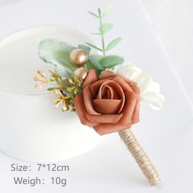 European Style Mori Style Wedding Groom Bride Simulation PE Corsage (Option: Dirty Orange)