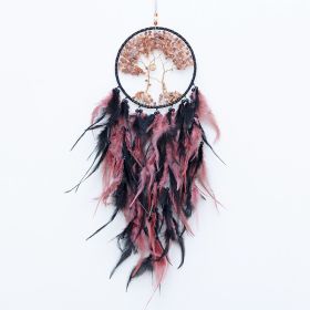 Natural Crystal Crushed Stone Red Agate Dream Catching Net (Option: Bright Pink)