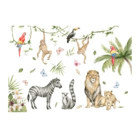 Animal Party Dining Room Room Bedside Living Room Wall Background Decoration Self-adhesive Sticker Painting (Option: 3090CM2 Without Pocket-CH39103AB Animal Party)