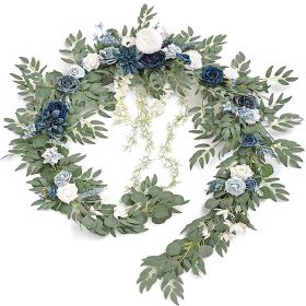 Simulation Eucalyptus Willow Leaf Wedding Festival Party Ornamental Garland (Color: Blue)