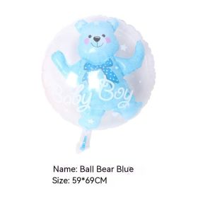 24 Inch Transparent Wave Ball Cartoon Teddy Bear (Color: Blue)