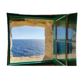 False Window Window Scenery Background Cloth (Option: Blue sea-70x100cm)