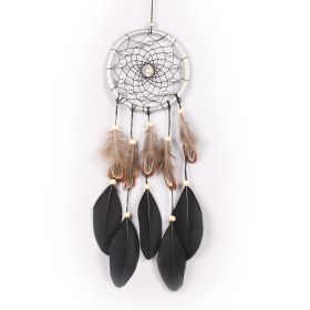 New Silver Leather Black Big Floating Dreamcatcher Home Crafts Ornaments Car Feather Wind Chimes (Option: Black-11x45cm)