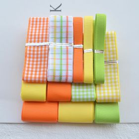 Ribbon Combination Set Ribbon Material Package Handmade Hair Accessories Headdress Accessories (Option: Yellow Orange Green Ribbon-12M)