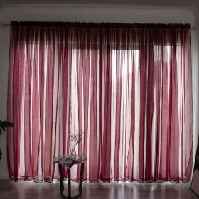 Simple And Modern Balcony Solid Color Gauze Curtain (Option: Wine Red-2x2.7Hook)