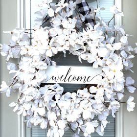 Easter White Flower Garland Dogwood Fresh Garland Buffalo Plaid (Option: 35cm)