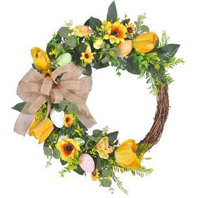 Easter Egg Rattan Home Door Hanging Decoration Simulation Wreath (Option: 40CM Easter Wreath)