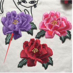 Clothing Accessories Embroidery Big Peony Stage Wear Ethnic Clothing Wallet Patch Flower Stickers Adhesive Cloth Tape (Option: Pink 140x105mm-Purple-Supplementary Parameters)