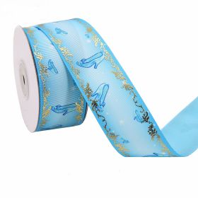 Duplex Printing Bronzing Ribbon Flower Series (Option: 5yard 4.5m-2Color-3.8cm)