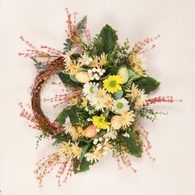 Home Decoration Easter Wreath Wild Chrysanthemum Half Edge Wreath Eggs (Option: Yellow without lights)