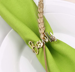 New Metal Letters Napkin Ring Table Decoration (Color: Gold)