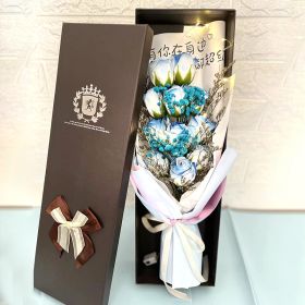 Soap Flower Box Birthday Gift (Option: 11Broken Ice Blue Soap Flower)