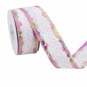 Duplex Printing Bronzing Ribbon Flower Series (Option: 5yard 4.5m-3Color-3.8cm)