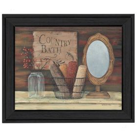 "Country Bath" By Pam Britton; Printed Wall Art; Ready To Hang Framed Poster; Black Frame (Color: as Pic)