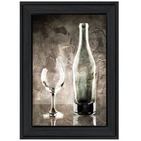 "Moody Gray Wine Glass Still Life" by Bluebird Barn; Ready to Hang Framed Print; Black Frame (Color: as Pic)