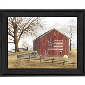 "Flag Barn" By Billy Jacobs; Printed Wall Art; Ready To Hang Framed Poster; Black Frame (Color: as Pic)