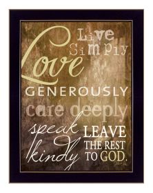 "Live Simply" By Marla Rae; Printed Wall Art; Ready To Hang Framed Poster; Black Frame (Color: as Pic)