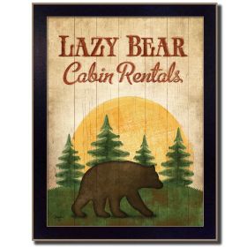 "Lazy Bear" By Mollie B.; Printed Wall Art; Ready To Hang Framed Poster; Black Frame (Color: as Pic)