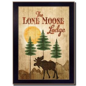 "Lone Moose" By Mollie B.; Printed Wall Art; Ready To Hang Framed Poster; Black Frame (Color: as Pic)