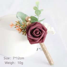 European Style Mori Style Wedding Groom Bride Simulation PE Corsage (Option: Dark Cameo Brown)