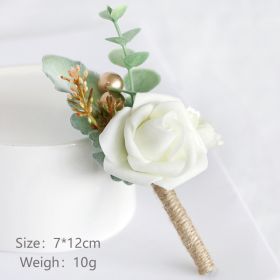 European Style Mori Style Wedding Groom Bride Simulation PE Corsage (Option: Milk White)