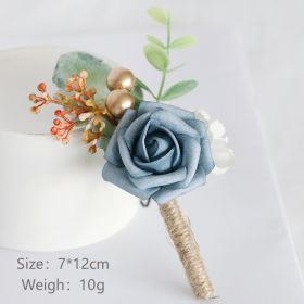 European Style Mori Style Wedding Groom Bride Simulation PE Corsage (Option: Morandi Blue)