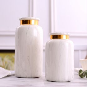 Marbling Golden Ceramic Vase Flower Home Decorative Crafts Home Ornament (Option: Small H365 Marbling)