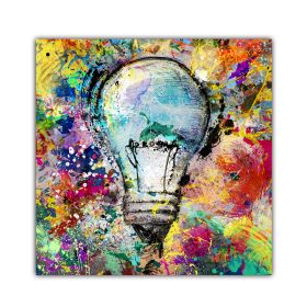 Graffiti Electric Bulb Canvas Printing Home Background Wall Spray Painting HD Painting Core (Option: Graffiti Electric Bulb Canvas-60x60)